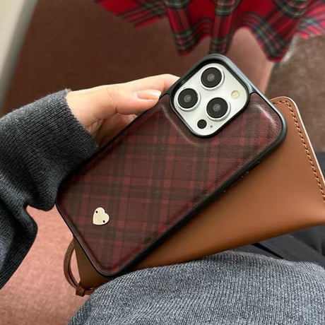 S74385 レッドチェックハート iPhoneケース