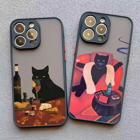 S75094 黒ねこの気まぐれアート iPhoneケース
