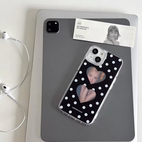L62210 ハート窓ドットiPhoneケース
