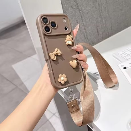 K23084 うさぎリボンフラワーショルダーiPhoneケース