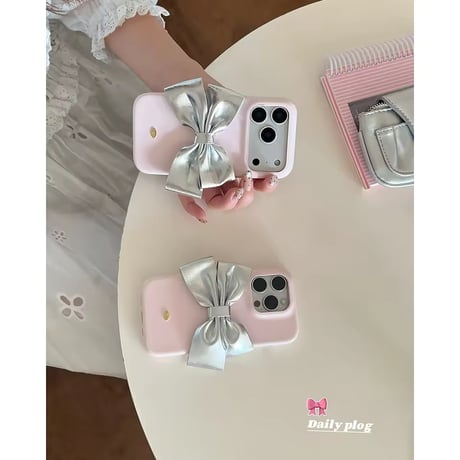 S75145 ビッグメタリックリボン iPhoneケース