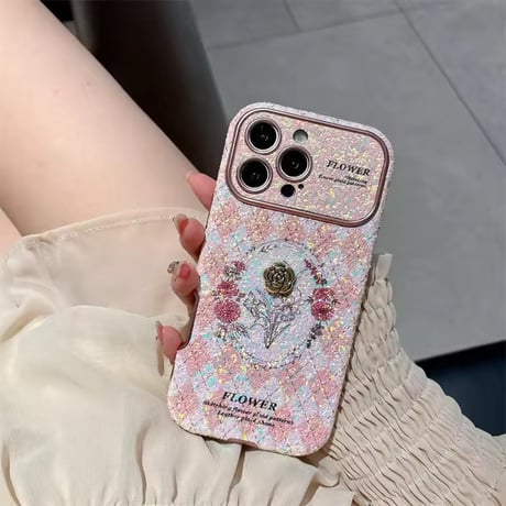 S75091 シャイニーガーリーフラワー iPhoneケース