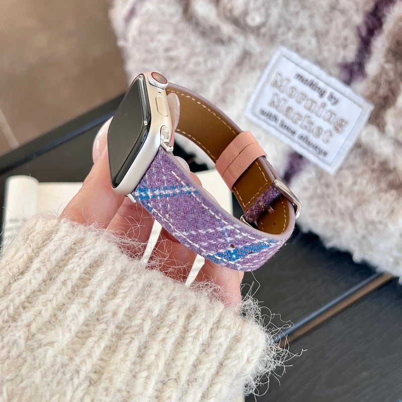 N00157 チェック柄ファブリック Apple Watchバンド | nanomita