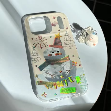 S75151 キラきゅんスノーマン iPhoneケース（チャーム付き）