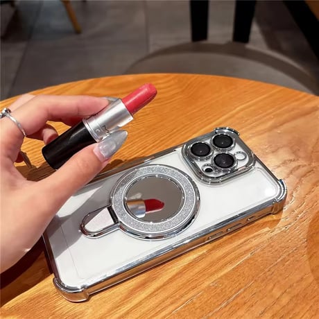 K23067 ミラーリングスタンド付きクリアiPhoneケース