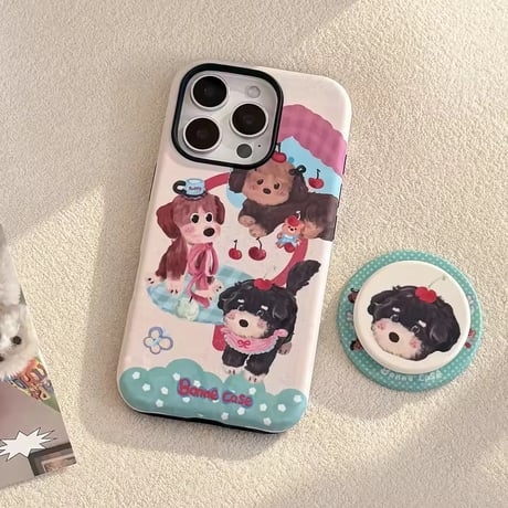 K22934 わんちゃんパーティー MagSafe対応 iPhoneケース（ソケット付き）