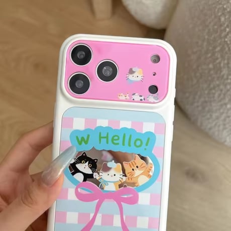 S75572 スリーキャットリボン iPhoneケース