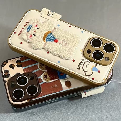 S74471 もこもこアニマル刺繍iPhoneケース