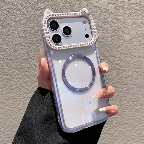 L62470 ねこみみビジュー MagSafe対応 iPhoneケース
