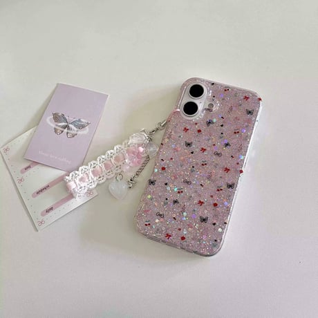 K22677 ゆめキラ♡ガーリーパターンiPhoneケース（チャーム付き）