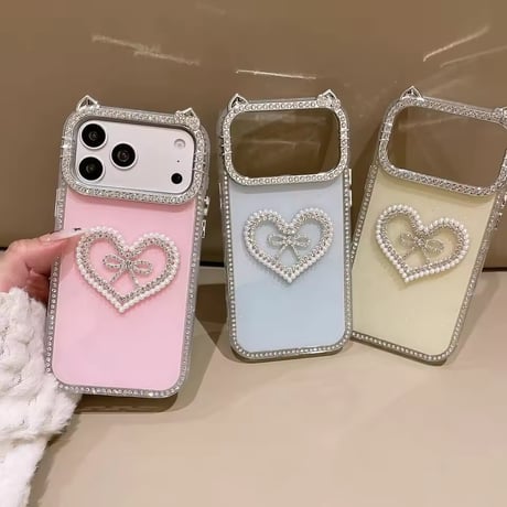 S75511 きらめきハートリボンiPhoneケース