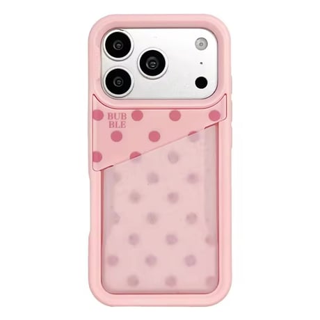 K23179 カスタムカラードットポケットiPhoneケース＆ベアチャームストラップセット
