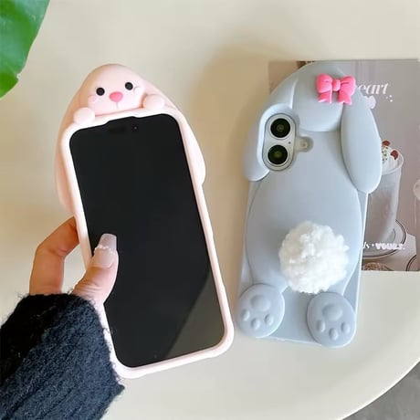 【即納商品】S74494 もこしっぽうさぎの立体iPhoneケース