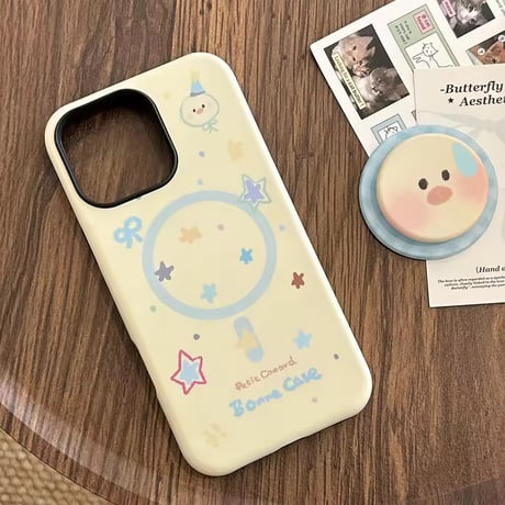 K22919 アニマルフェイス グリップ付きiPhoneケース