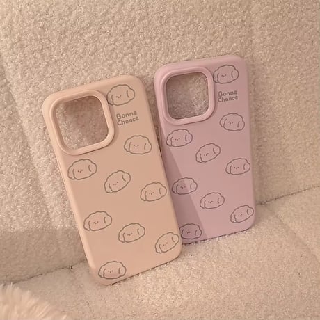 S74794 ふわふわドッグ柄iPhoneケース
