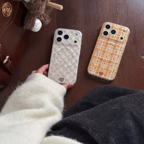S75284 チェックハート MagSafe対応 iPhoneケース
