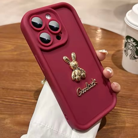 S74362 ゴールドラビットチャーム iPhoneケース