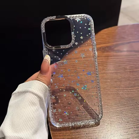 L62427 スターダストグリッタークリアiPhoneケース