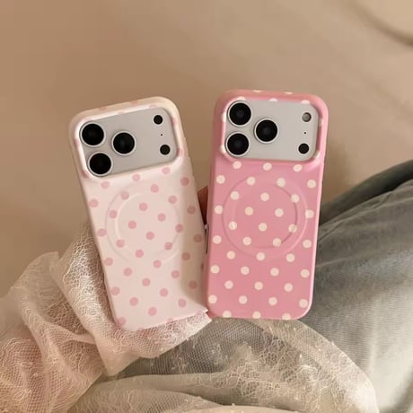 S75589 ピンクドットMagSafe対応iPhoneケース