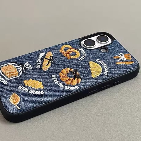 S74568 パン屋さん刺繍デニム iPhoneケース