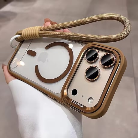 K23022 カラーフレームストラップMagSafeクリアiPhoneケース