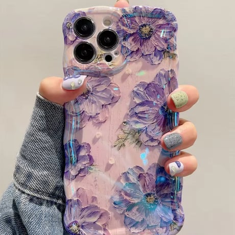 S74647 ゆらめく押し花風iPhoneケース