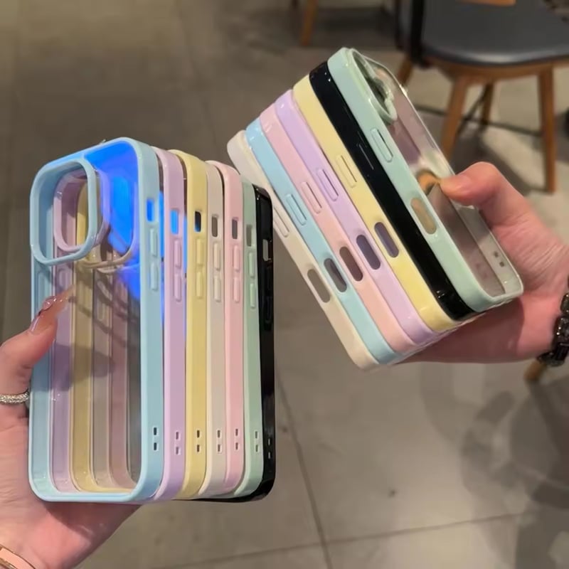 L62274 ふちどりカラーのクリアiPhoneケース | nanomita