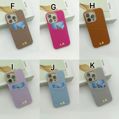 K23055 イニシャル刻印対応 カードポケット付きiPhoneケース