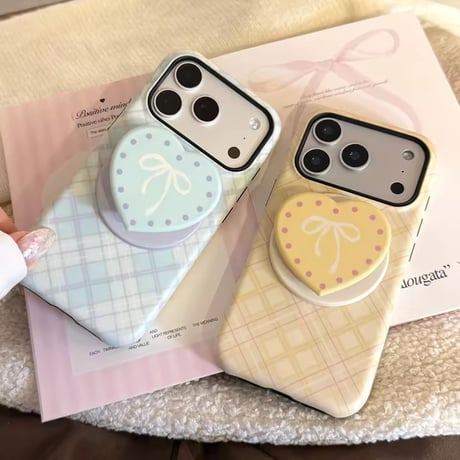 K23130 ハートリボン MagSafeグリップ付きiPhoneケース