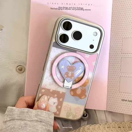 K23157 くまハートリング付きiPhoneケース