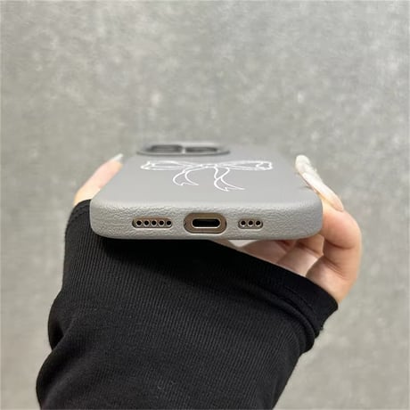 S74064 ゆるリボンのくすみカラーiphoneケース