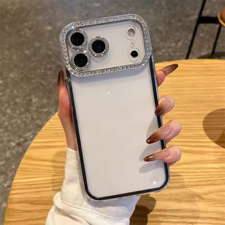L62361 きらめきストーンフレーム クリア iPhoneケース