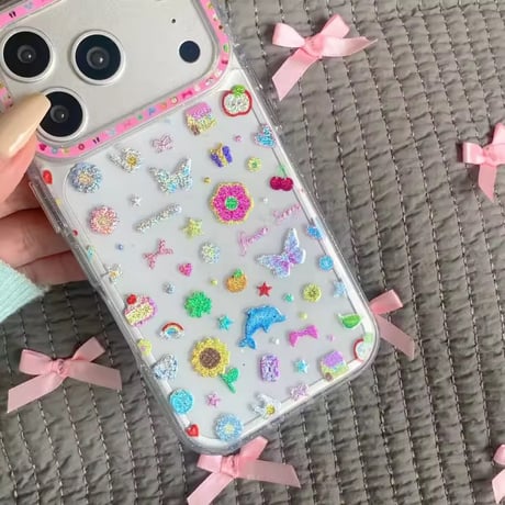 L62437きらめきモチーフコラージュiPhoneケース