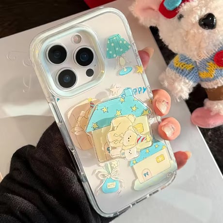 K22980 おやすみハウスのもふわんこ スタンド付きクリアケース