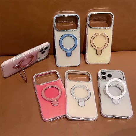 K22916 リング付き グリッターライン iPhoneケース（MagSafe対応）