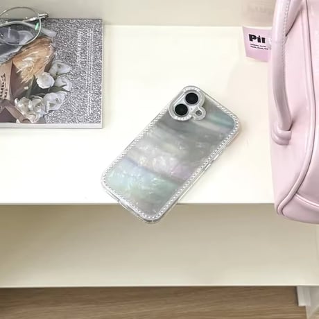 S74711 パールシェル×ラインストーン iPhoneケース