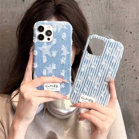 S74460 デニムタッチ刺繍iPhoneケース