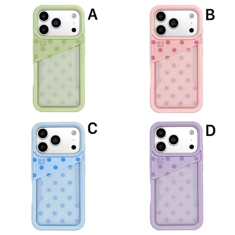 K23179 カスタムカラードットポケットiPhoneケース＆ベアチャームストラップセット