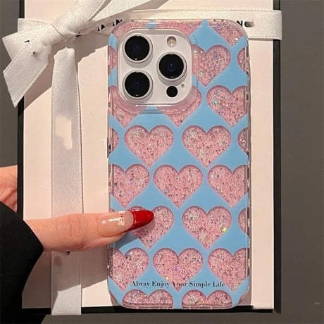 S74476 きらめきハートグリッター iPhoneケース