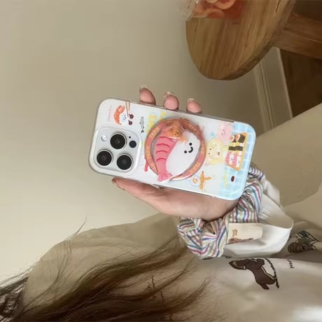 K22780 えびソケット付きすしパーティーiPhoneケース