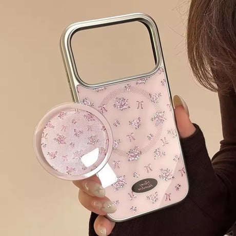 K23129 ローズリボン MagSafeグリップ付きiPhoneケース