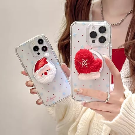 P0371 サンタとぼうしのふわもこMagSafeグリップ