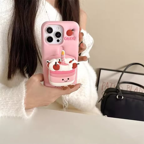 S74493 ピンクケーキのラブリーiPhoneケース