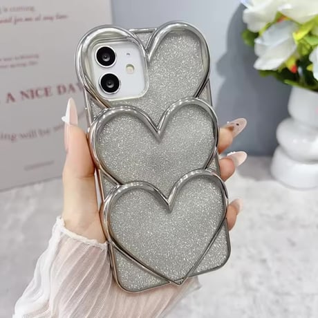 S75410 トリプルハートグリッターiPhoneケース