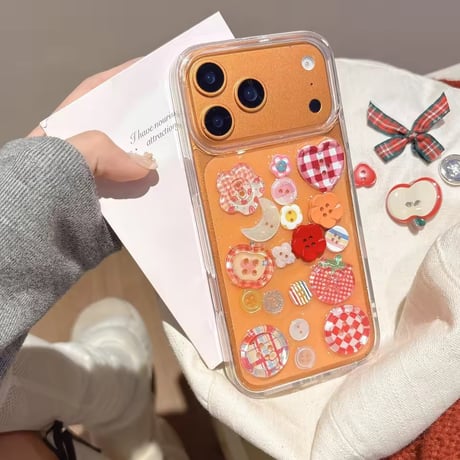 L62414 カラフルボタンモチーフ クリア iPhoneケース