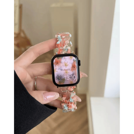 N00037 フラワリーベア クリアApple Watchバンド