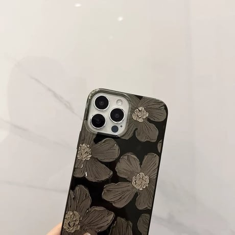【即納商品】S72730 ブラックフラワーiPhoneケース
