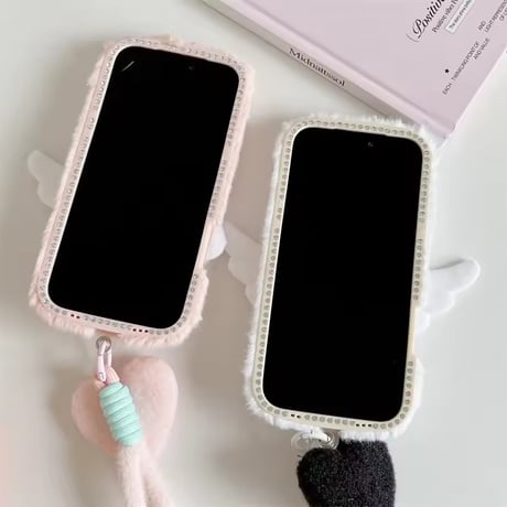 K22983 ふわふわエンジェルハート iPhoneケース（ストラップ付き）