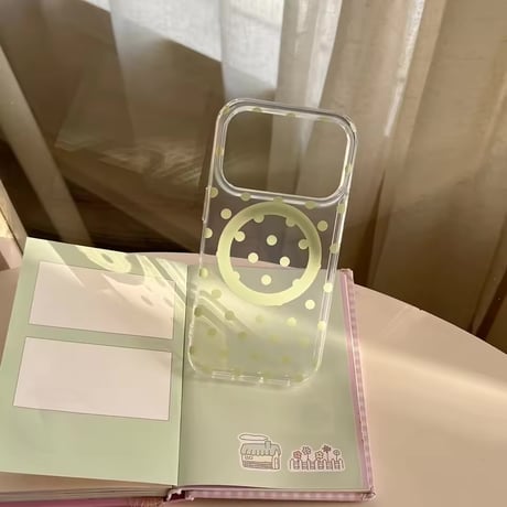 K23173 ジュエルハート MagSafeグリップ付きドットiPhoneケース