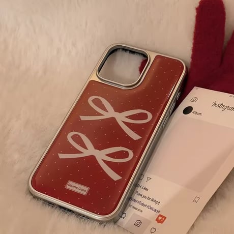 S75251 ダブルリボンドットiPhoneケース